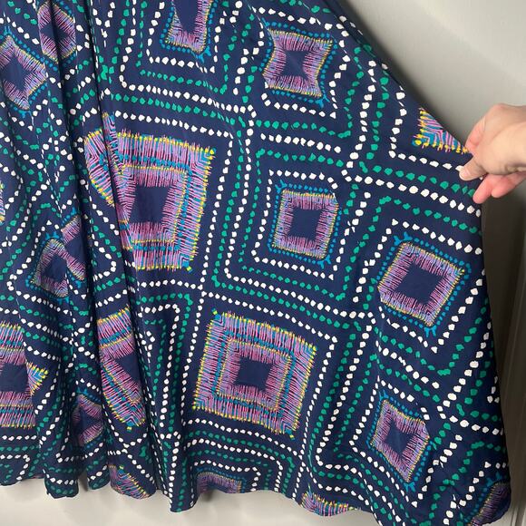 Women's Boho Maxi Skirt Sz. M Geometric Mosaic A-Line Gypsy Multicolor Hippie - Picture 4 of 8